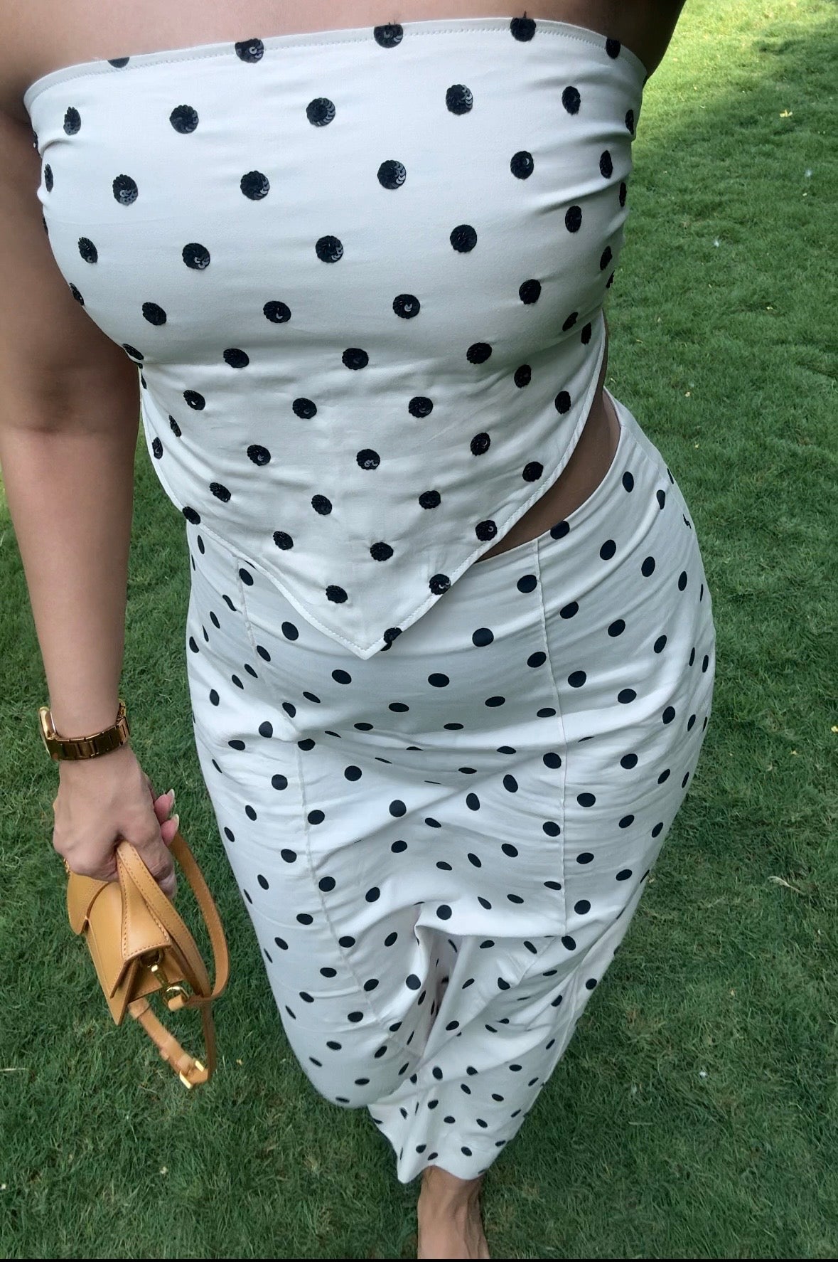 Polka Slit Maxi Skirt