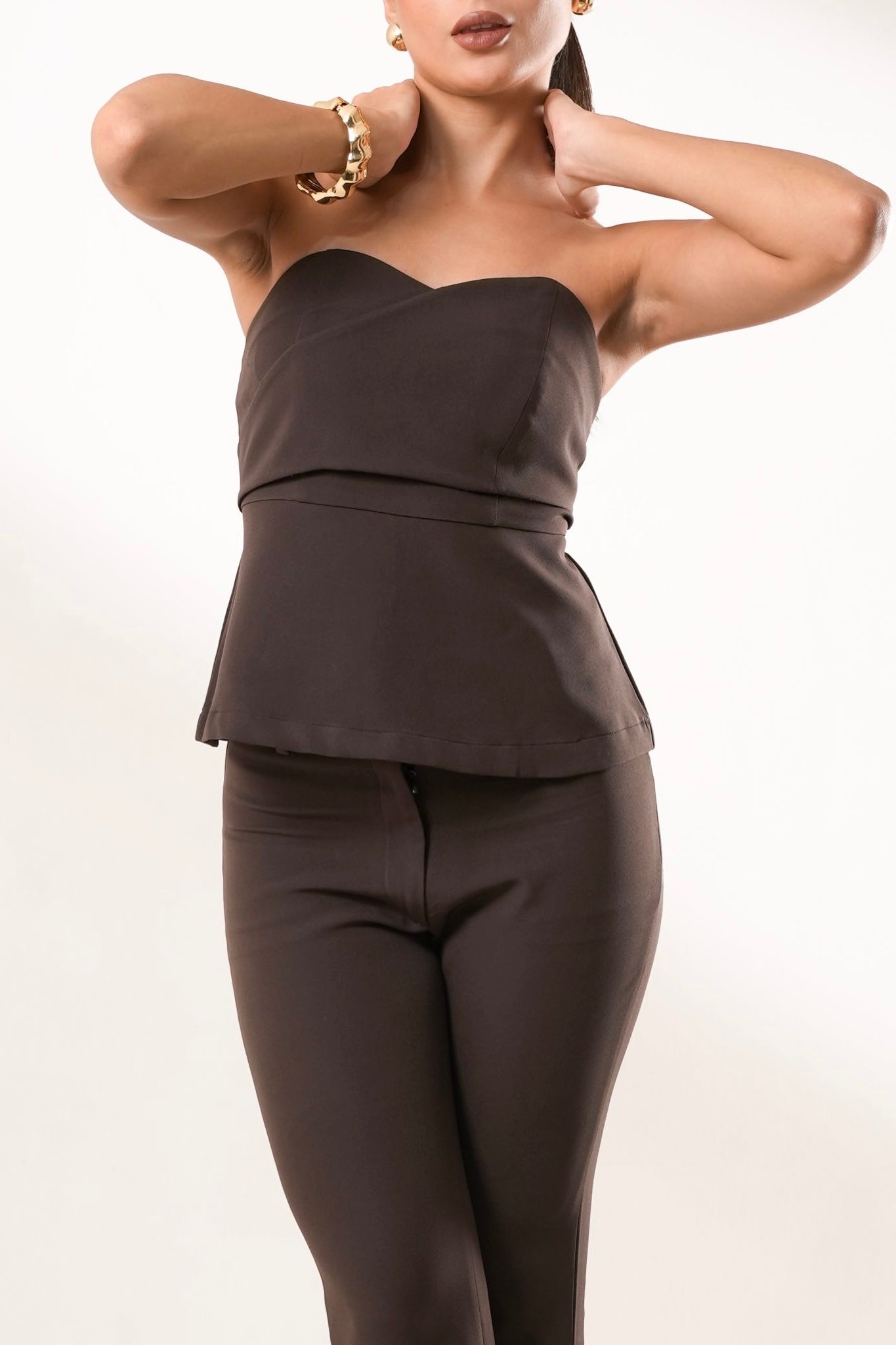 Raffiné Peplum Tube Top