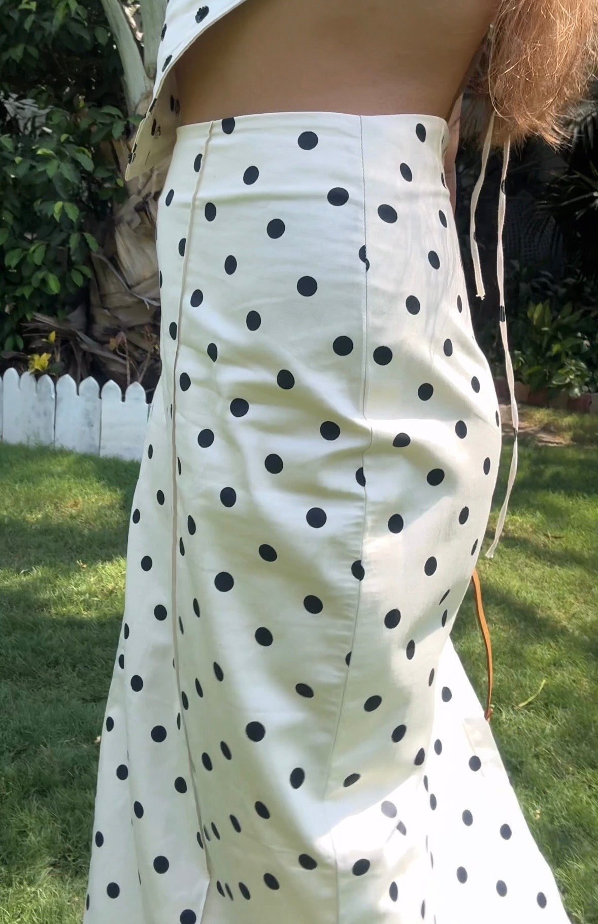 Polka Slit Maxi Skirt