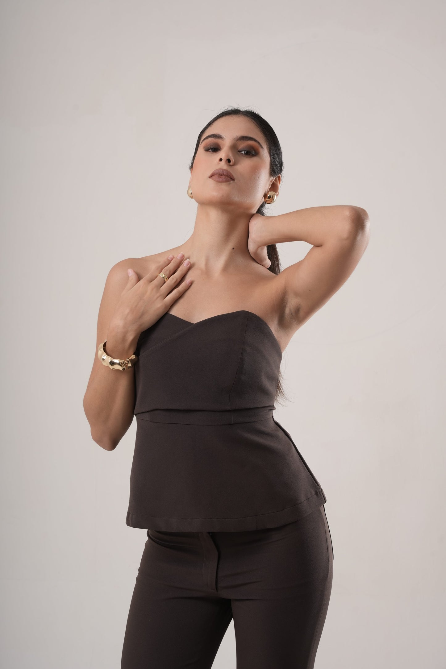 Raffiné Peplum Tube Top