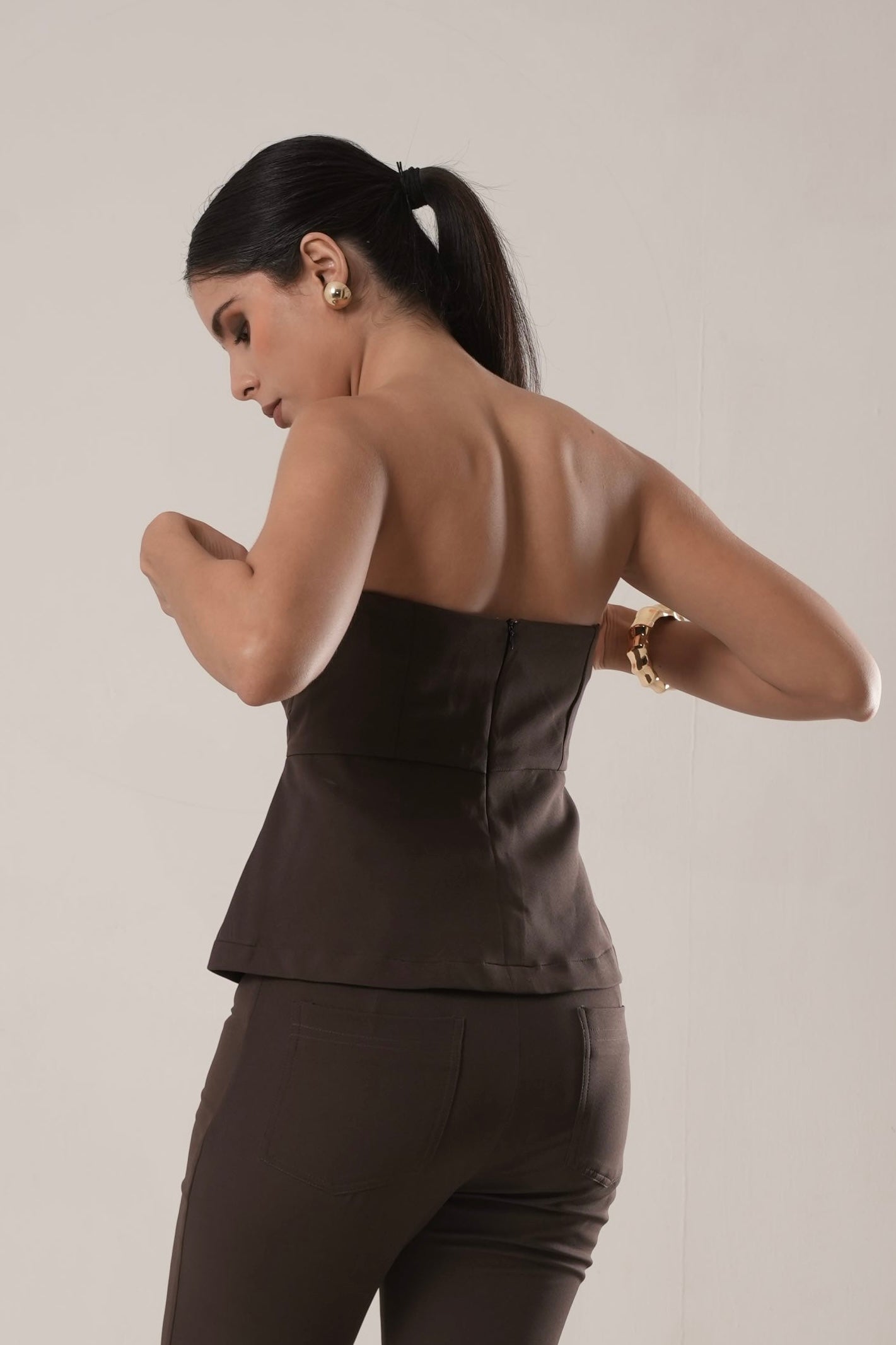 Raffiné Peplum Tube Top