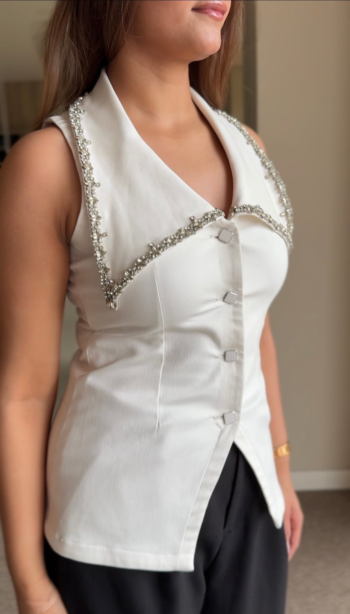 Bijou White Denim Top