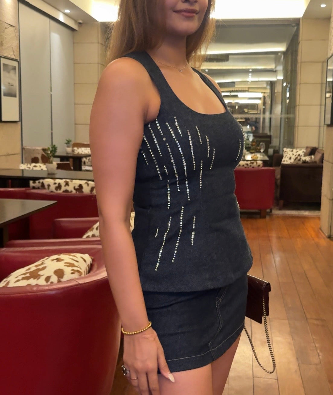 Diamond Dust Rhinestone Skirt Co-ord